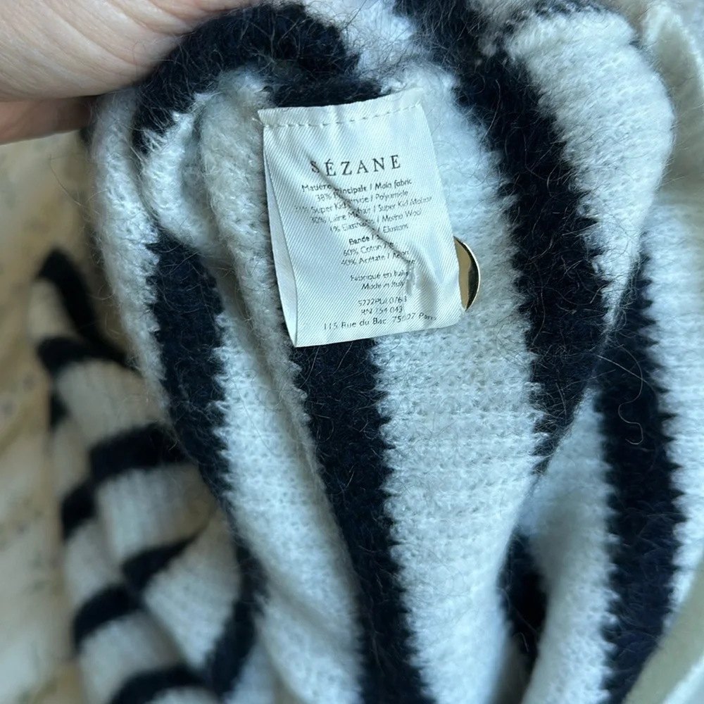 Sezane navy/white stripped sweater jumper - Picture 2 of 3
